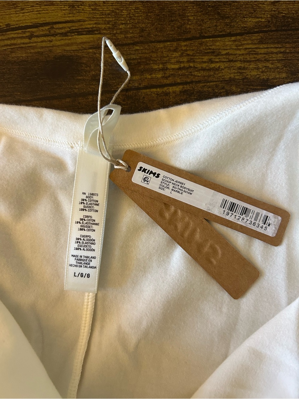 Skims Cotton Jersey Scoop Neck Bodysuit Sz L Marble Stretch Soft Tank Top - Picture 7 of 7